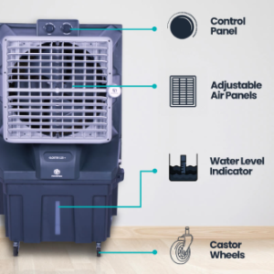 gloster 125 plus (grey, gloster 125 l air cooler with powerful air throw, honeycomb cooling & auto swing technology)