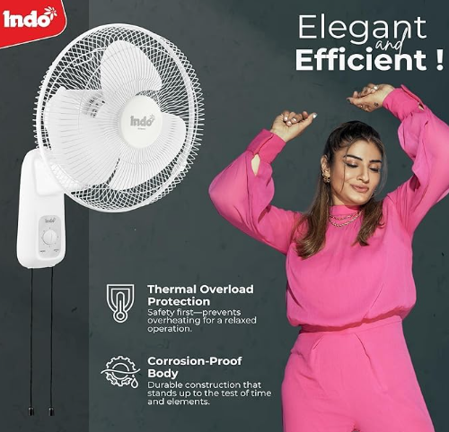 Indo Alpha Series 400 mm Sweep Size 110 W Wall Fan in White, ALPHA-16-WHITE indo alpha series 400 mm sweep size 110 w wall fan in white, alpha 16 white