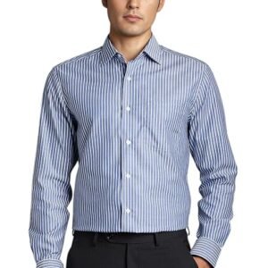 Louis Philippe Men's Blue Striped Formal Shirt | Luxury 2026 Collection