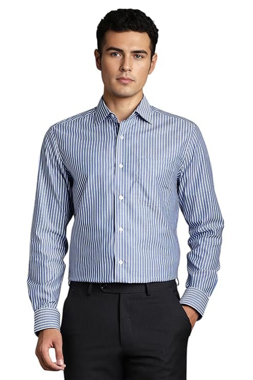 Louis Philippe Men's Blue Striped Formal Shirt | Luxury 2026 Collection Louis Philippe Men's Blue Striped Formal Shirt | Luxury 2026 Collection