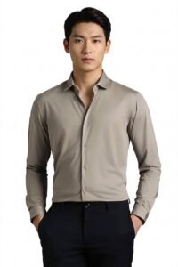 Louis Philippe Men's Grey Slim Fit Shirt – Solid Casual Long Sleeve (LASFASLPH79955) Louis Philippe Men's Grey Slim Fit Shirt