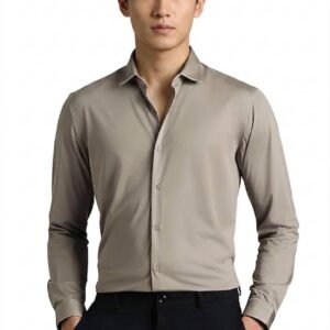 Louis Philippe Men's Grey Slim Fit Shirt – Solid Casual Long Sleeve (LASFASLPH79955)