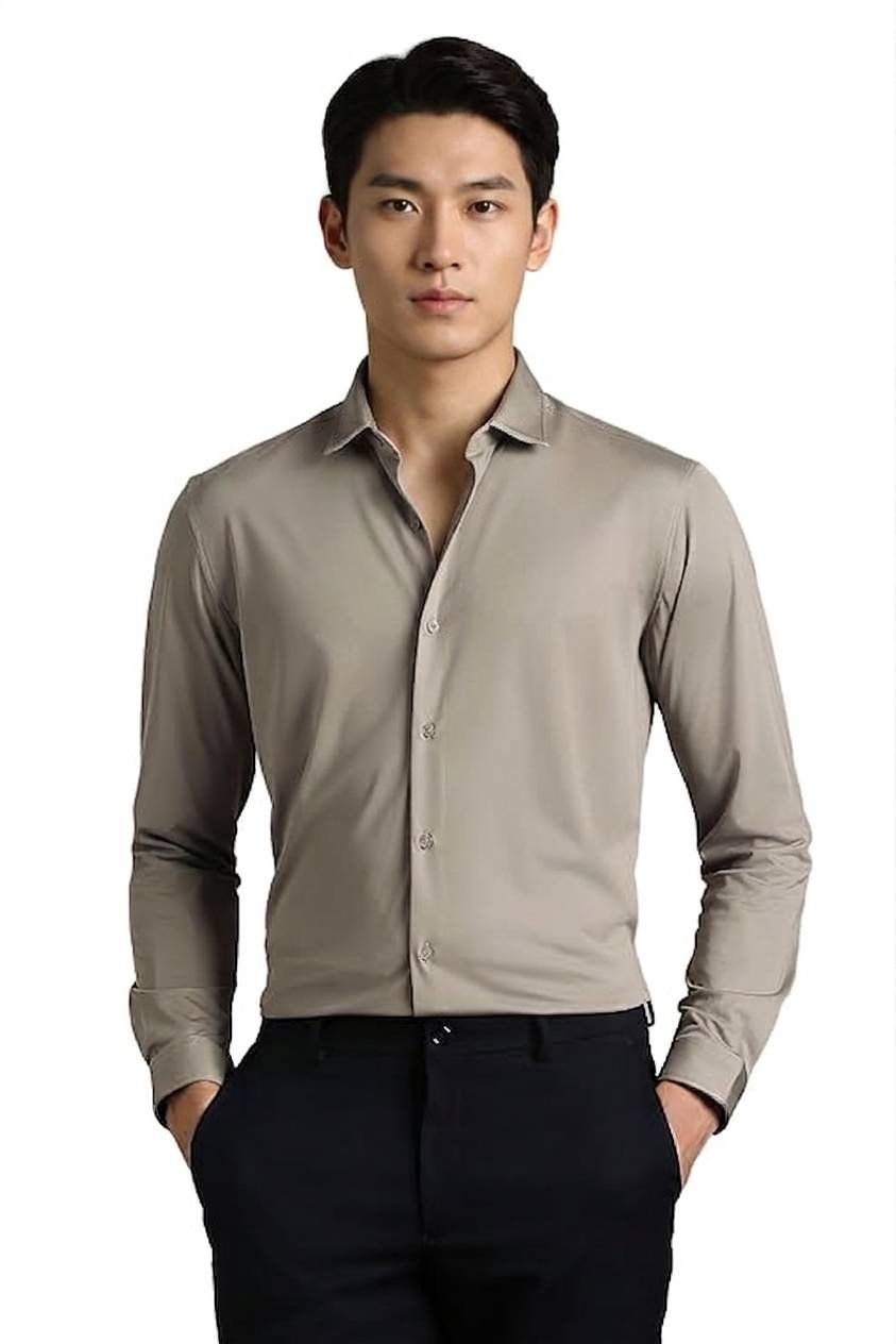Louis Philippe Men's Grey Slim Fit Shirt – Solid Casual Long Sleeve (LASFASLPH79955) Louis Philippe Men's Grey Slim Fit Shirt – Solid Casual Long Sleeve (LASFASLPH79955)