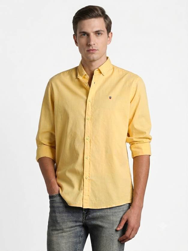 Louis Philippe Men's Yellow Slim Fit Shirt – Solid Casual Long Sleeve (LRSFSL10002896) Louis Philippe Men's Yellow Slim Fit Shirt – Solid Casual Long Sleeve (LRSFSL10002896)