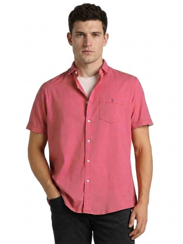 Louis Philippe Mens Pink Slim Fit Shirt - Pure Cotton Louis Philippe Mens Pink Slim Fit Shirt - Pure Cotton