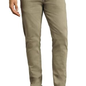 Louis Philippe Mens Beige Smart Fit Jeans - Mid Rise Cotton Blend