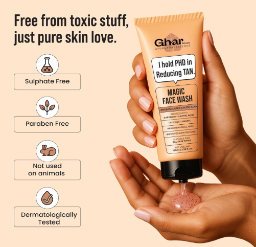 Ghar Soaps De-Tan Face Wash | For Tan Reducing, Brightening & Glowing Skin | With Sandalwood, Saffron, Coconut Oil & Goat milk | For All Skin Types | 100ml (Pack of 1) Ghar Soaps De-Tan Face Wash | For Tan Reducing, Brightening & Glowing Skin | With Sandalwood, Saffron, Coconut Oil & Goat milk | For All Skin Types | 100ml (Pack of 1) - Image 4