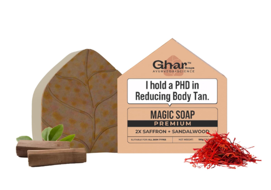 Ghar Soaps Premium Magic Soap with 2× Saffron for Effective Tan Reduction, Extra Exfoliation and Deep Hydration | Brightens, Smoothens & Softens Skin with Coconut Oil | Suitable for All Skin Types & Genders Ghar Soaps Premium Magic Soap with 2x saffron and coconut oil