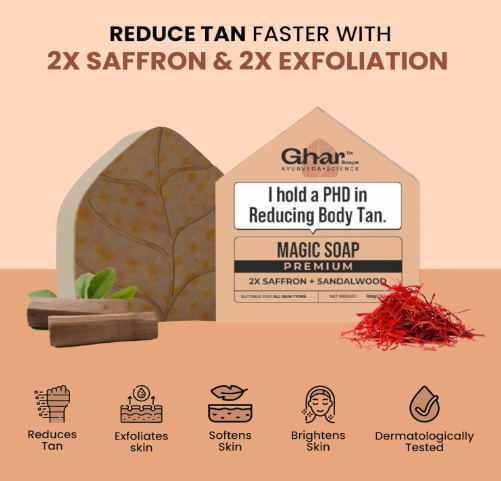 Ghar Soaps Premium Magic Soap with 2× Saffron for Effective Tan Reduction, Extra Exfoliation and Deep Hydration | Brightens, Smoothens & Softens Skin with Coconut Oil | Suitable for All Skin Types & Genders Ghar Soaps Premium Magic Soap with 2× Saffron for Effective Tan Reduction, Extra Exfoliation and Deep Hydration | Brightens, Smoothens & Softens Skin with Coconut Oil | Suitable for All Skin Types & Genders - Image 5