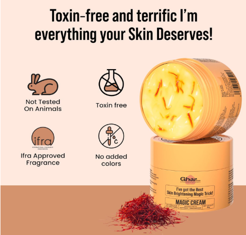Magic Moisturizing Cream with Saffron & Niacinamide for De-Tan, Moisturizing, Skin Brightening & hydrating | For Men & Women | Suitable For All Skin Type | 50g Magic Moisturizing Cream with Saffron & Niacinamide for De-Tan, Moisturizing, Skin Brightening & hydrating | For Men & Women | Suitable For All Skin Type | 50g - Image 4