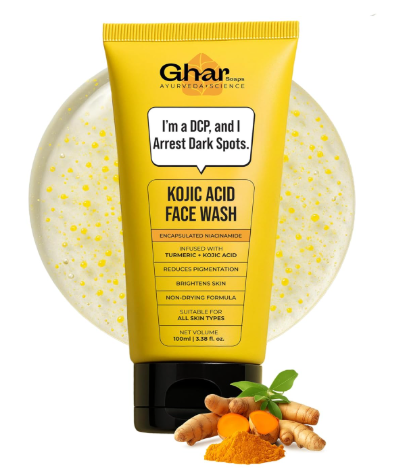 Ghar Soaps Kojic Face Wash with Kojic Acid, Niacinamide, Turmeric for Skin Lightening, Pigmentation, Dark Spots for All Skin Types for Men & Women 100 ml Ghar Soaps Kojic Face Wash with Kojic Acid Niacinamide and Turmeric
