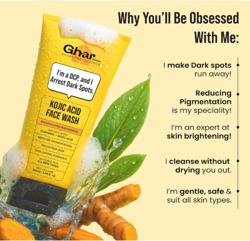 Ghar Soaps Kojic Face Wash with Kojic Acid, Niacinamide, Turmeric for Skin Lightening, Pigmentation, Dark Spots for All Skin Types for Men & Women 100 ml Ghar Soaps Kojic Face Wash with Kojic Acid, Niacinamide, Turmeric for Skin Lightening, Pigmentation, Dark Spots for All Skin Types for Men & Women 100 ml - Image 2
