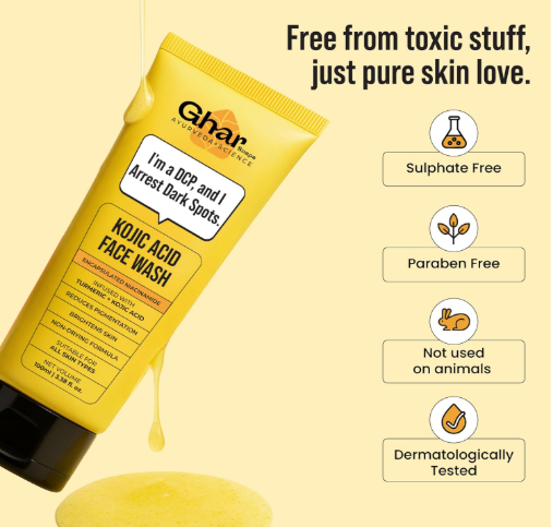Ghar Soaps Kojic Face Wash with Kojic Acid, Niacinamide, Turmeric for Skin Lightening, Pigmentation, Dark Spots for All Skin Types for Men & Women 100 ml Ghar Soaps Kojic Face Wash with Kojic Acid, Niacinamide, Turmeric for Skin Lightening, Pigmentation, Dark Spots for All Skin Types for Men & Women 100 ml - Image 5