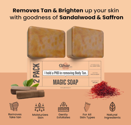 Ghar Soaps Sandalwood & Saffron Magic Soaps For Bath (100 Gms Pack Of 2) | Paraben Free | Chandan & Kesar Bath Soap | Handmade Soaps For Glowing | Skin Brightening Soap For Men & Women Ghar Soaps Sandalwood & Saffron Magic Soaps For Bath (100 Gms Pack Of 2) | Paraben Free | Chandan & Kesar Bath Soap | Handmade Soaps For Glowing | Skin Brightening Soap For Men & Women - Image 5