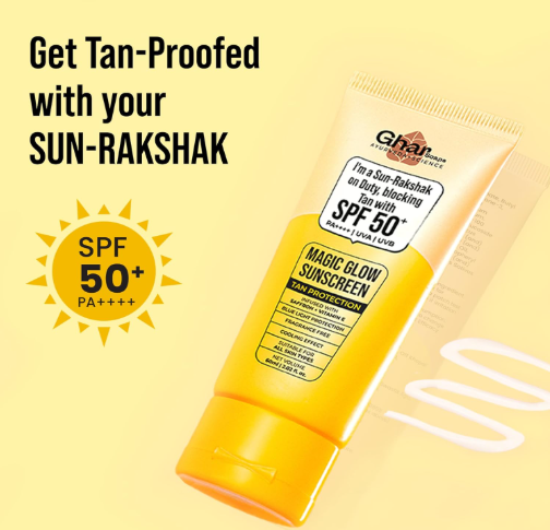 Ghar Soaps Magic Glow SPF 50+ PA++++ Mineral Sunscreen | UVA/UVB & Blue Light Protection | No White Cast, Non-Greasy (60g, Pack of 1) Ghar Soaps Magic Glow SPF 50+ PA++++ Mineral Sunscreen | UVA/UVB & Blue Light Protection | No White Cast, Non-Greasy (60g, Pack of 1) - Image 3