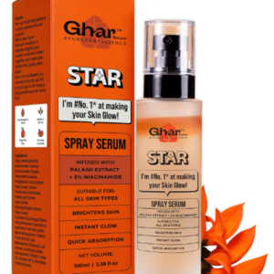 Ghar Soaps Star Spray Serum | For glowing and brightening skin | With Palash Extract & 5% Niacinamide | For all skin types (100ml)