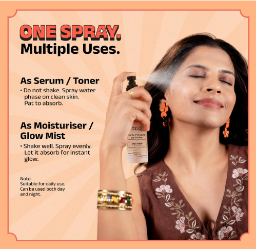 Ghar Soaps Star Spray Serum | For glowing and brightening skin | With Palash Extract & 5% Niacinamide | For all skin types (100ml) Ghar Soaps Star Spray Serum | For glowing and brightening skin | With Palash Extract & 5% Niacinamide | For all skin types (100ml) - Image 3