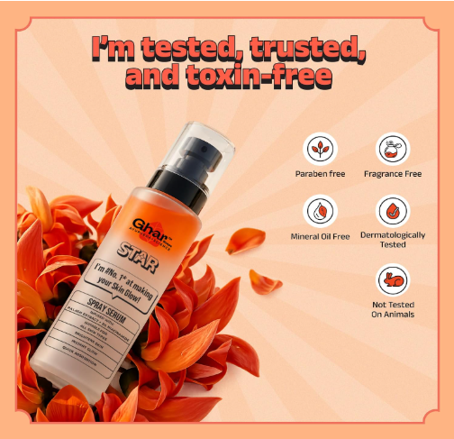 Ghar Soaps Star Spray Serum | For glowing and brightening skin | With Palash Extract & 5% Niacinamide | For all skin types (100ml) Ghar Soaps Star Spray Serum | For glowing and brightening skin | With Palash Extract & 5% Niacinamide | For all skin types (100ml) - Image 5
