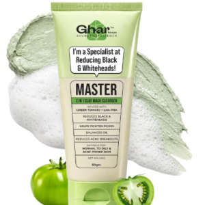Ghar Soaps Master Clay Mask Cleanser | For reducing blackheads and whiteheads | With Green Tomato Extract & Kaolin + green clay | For all skin types (50ml)