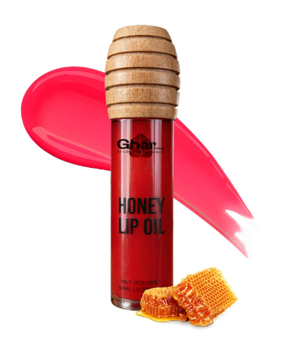 GHAR SOAPS Honey Lip Oil SPF 30 PA+ | Hydrating, Non-Sticky Gloss with Honey & Vitamin E (10 ml, Kiss Me Babe) GHAR SOAPS Honey Lip Oil SPF 30 PA+ 10ml for soft lips