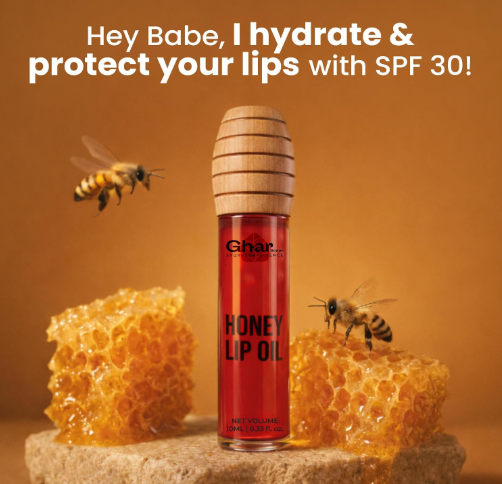 GHAR SOAPS Honey Lip Oil SPF 30 PA+ | Hydrating, Non-Sticky Gloss with Honey & Vitamin E (10 ml, Kiss Me Babe) GHAR SOAPS Honey Lip Oil SPF 30 PA+ | Hydrating, Non-Sticky Gloss with Honey & Vitamin E (10 ml, Kiss Me Babe) - Image 2