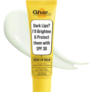 Ghar Soap Brightening kojic Lip Balm with SPF 30 | For Dark, Pigmented, Dry, Flaky Lip | SPF 30 for Sun Damage and Discoloration | Lip Balm for Glossy Buttery Soft Pink Lips| For Women & Men - (12 gm)